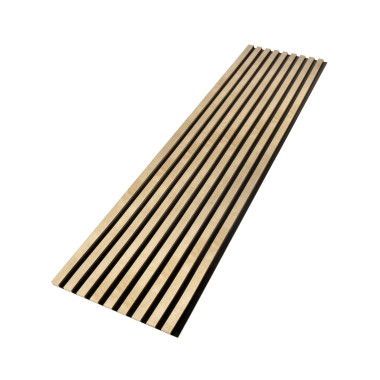 Lamele na czarnej płycie HDF – panel dekoracyjny, akustyczny 275x40,5x1,46cm – DĄB SANTA 661